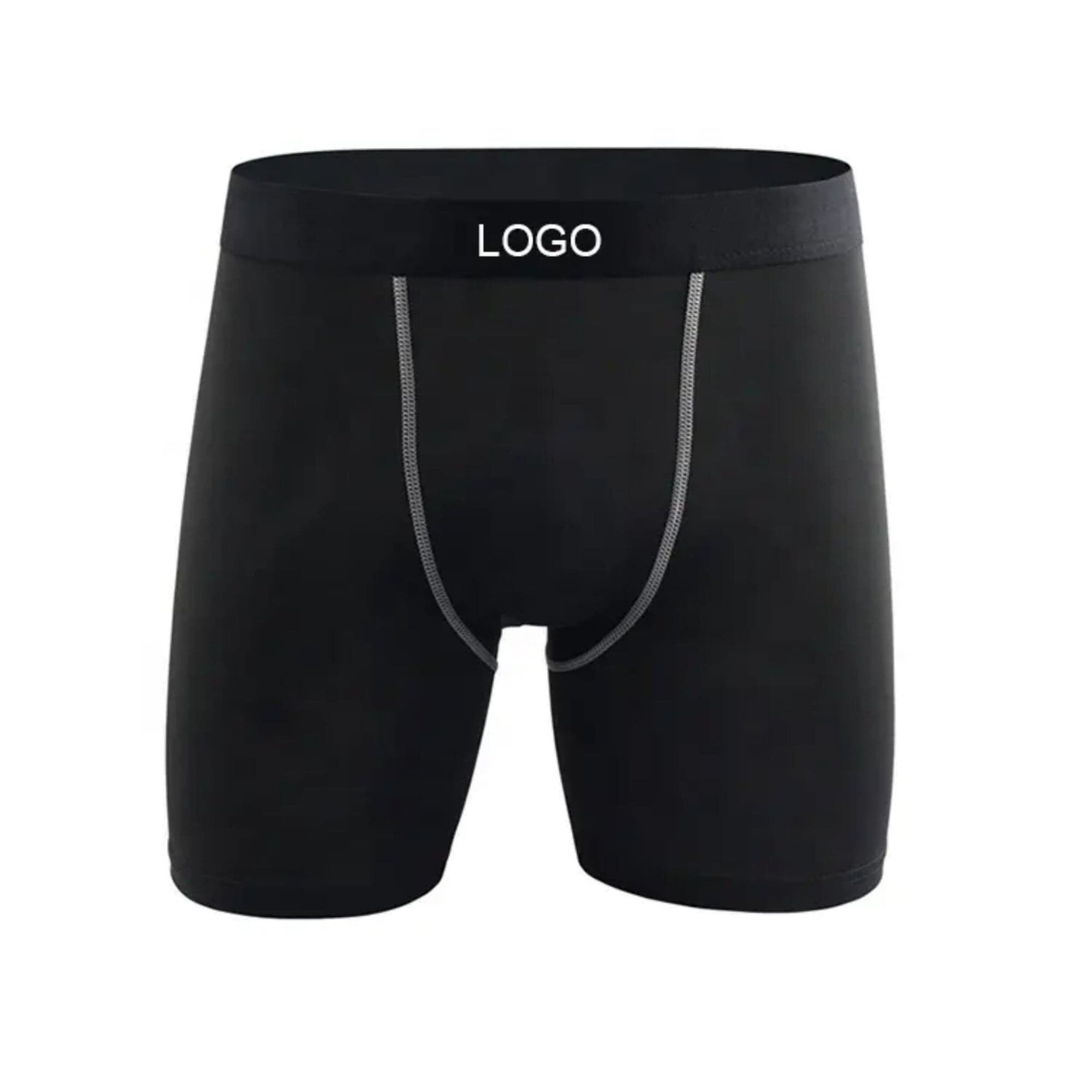 Men's Custom logo Men Underwear Fitness Quick Dry Sports Long Leg Boxer Shorts - 缩略图 3
