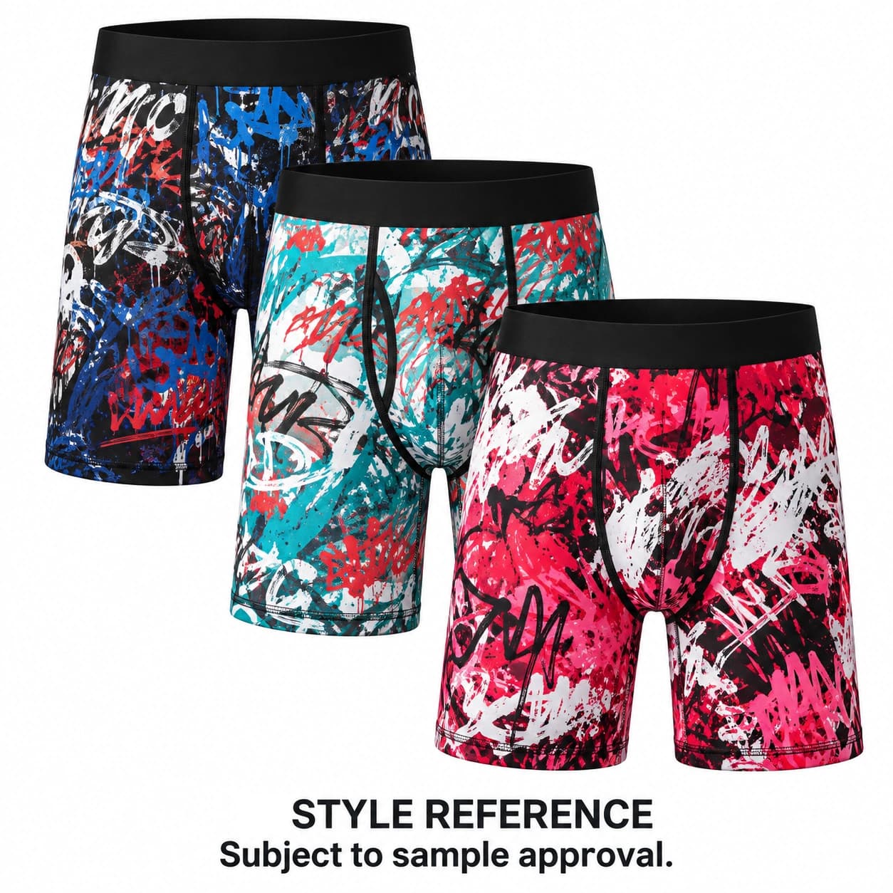 Printed ice silk high-waisted mid-length and comfortable daily outdoor men's boxer briefs — Style reference