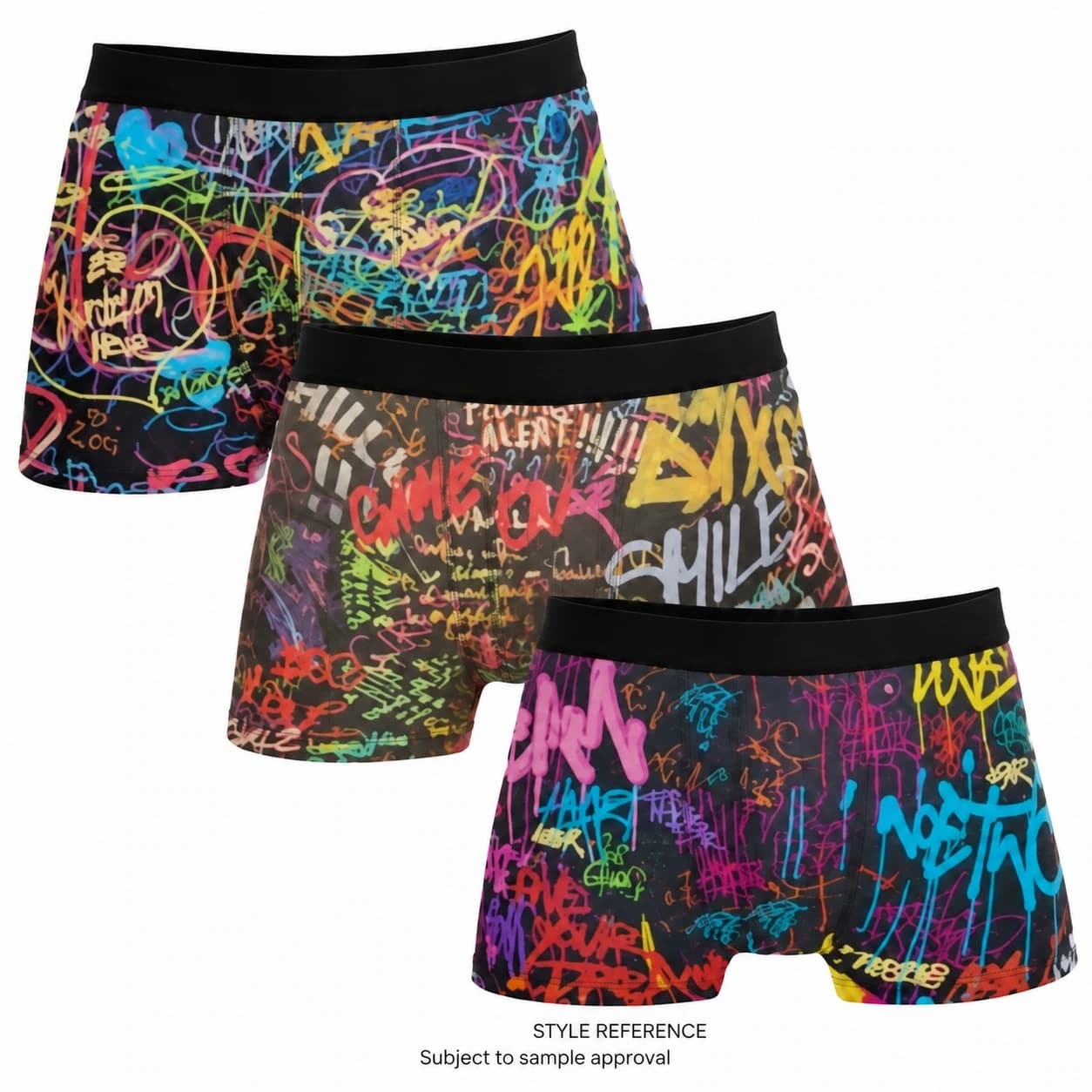 Custom Logo Graffiti Print Teen Underpants Boys Boxer Briefs Shorts Men's Underwear — Style reference