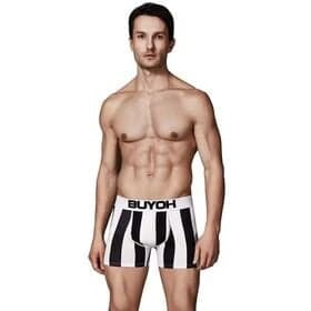 Slim elastic black white pattern painted cotton men's underwear boxers